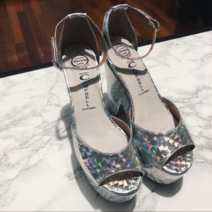 Jeffrey Campbell Brazen Holographic Platform Heels
